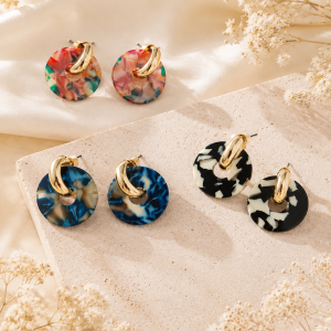 Boucles d'oreilles Marbrées Rondes
